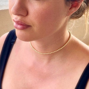 14k Gold Filled Beaded Ball Necklace Lobster Clasp 2.5mm, 3mm, 4mm, 5mm image 1