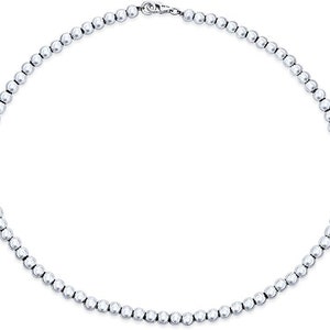 Solid 925 Sterling Silver Beaded Necklace, Thin Choker Necklace, Layering Jewelry, Everyday Necklace, 2.5mm 3mm 4mm 5mm 6mm image 2