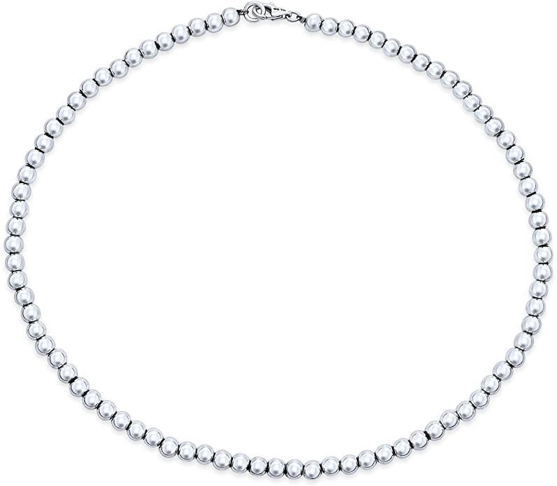 Solid 925 Sterling Silver Beaded Necklace, Thin Choker Necklace, Layering Jewelry, Everyday Necklace, 2.5mm 3mm 4mm 5mm 6mm image 2