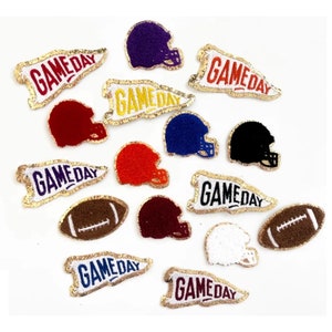 3 M Selbstklebende Gameday, Chenille Fußball, Helmpatches - Personalisieren Sie jede Stadiontasche mit Teamfarben - Game Day Team Patches