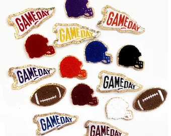 Self-Adhesive Chenille Football & Helmet Patches: Gameday Team Colors