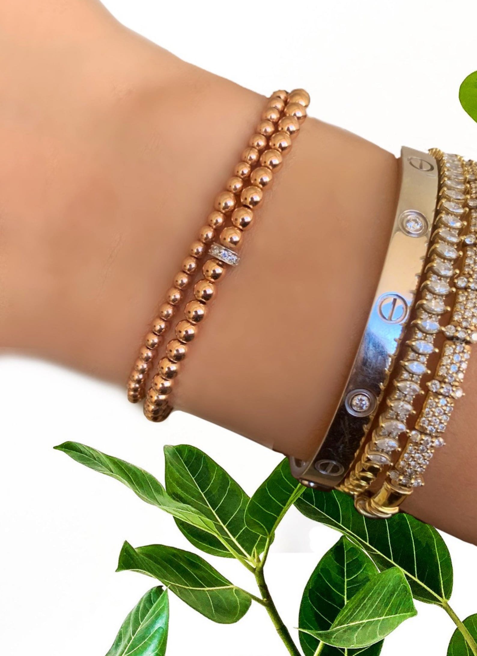 Gold Filled Ball Bead Stretch Bracelets 2.5mm 3mm 4mm 5mm Etsy