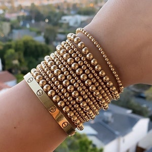 STACK AND SAVE Gold Filled Beaded Ball Bracelet Stack Packs Sets of 14k Gold Filled Bracelets Layering Jewelry Stretch Bracelets image 1