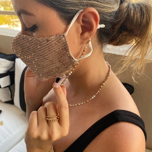 14k Gold Filled & Gemstone Bead Ball Sunglass Chain / Mask Chain | Mask Holder | Face Mask Lanyard | Mask Necklace | Free Mask With Purchase