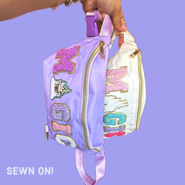 Customizable Nylon Fanny Pack: Chenille Letter Travel Bag