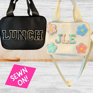Lonchera personalizada - Bolsa de nailon con parche personalizado - Bolsa de almuerzo para niños - Bolsa de almuerzo con parche de letras de colores - Bolsa con parche para niños - Regreso a la escuela