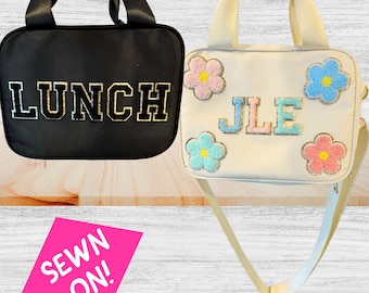 Personalized Lunch Box -Custom Patch Nylon Bag - Kids Lunch Bag -Colorful Letter Patch Lunch Tote - Patch Bag For Kids - Back to School