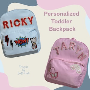 Mochila personalizada para niños pequeños - Mochila para niños pequeños - Mochila escolar con parches de letras de colores - Mochila con parches para niños pequeños