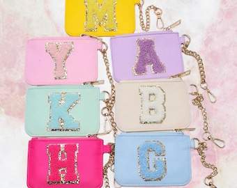 Keychain Wallet | Personalized Coin Purse Keychain Wallet With Chenille Patch | Keychain Card Holder | Custom Keychain | Nylon Wallet