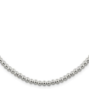 Solid 925 Sterling Silver Beaded Necklace, Thin Choker Necklace, Layering Jewelry, Everyday Necklace, 2.5mm 3mm 4mm 5mm 6mm image 5