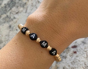 Gold Filled Beaded Bracelet | Mama & Baby Stacking Jewelry | Personalized Gifts | 2.5mm 3mm 4mm 5mm | Custom Name Letter Beads