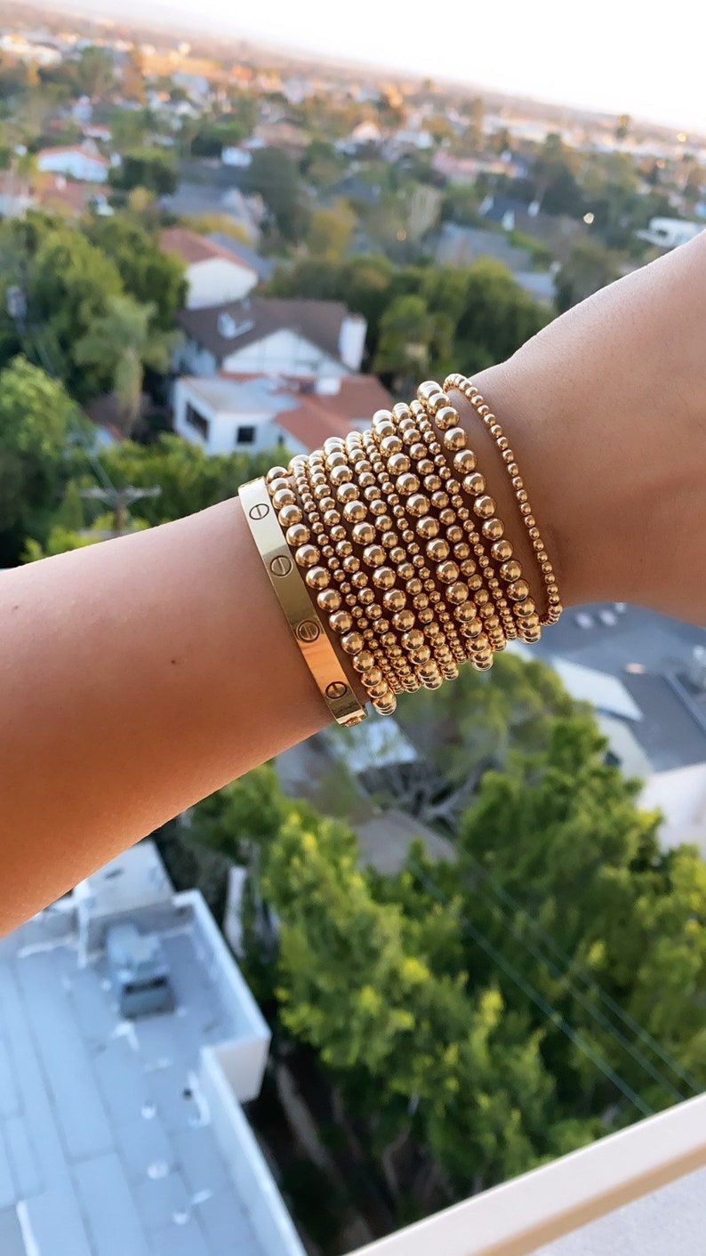 STACK AND SAVE Gold Filled Beaded Ball Bracelet Stack Packs Sets of 14k Gold Filled Bracelets Layering Jewelry Stretch Bracelets image 8