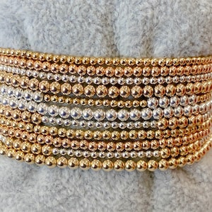 14K Gold Filled Beaded Stretch Bracelet: Minimalist Stacking Bracelet