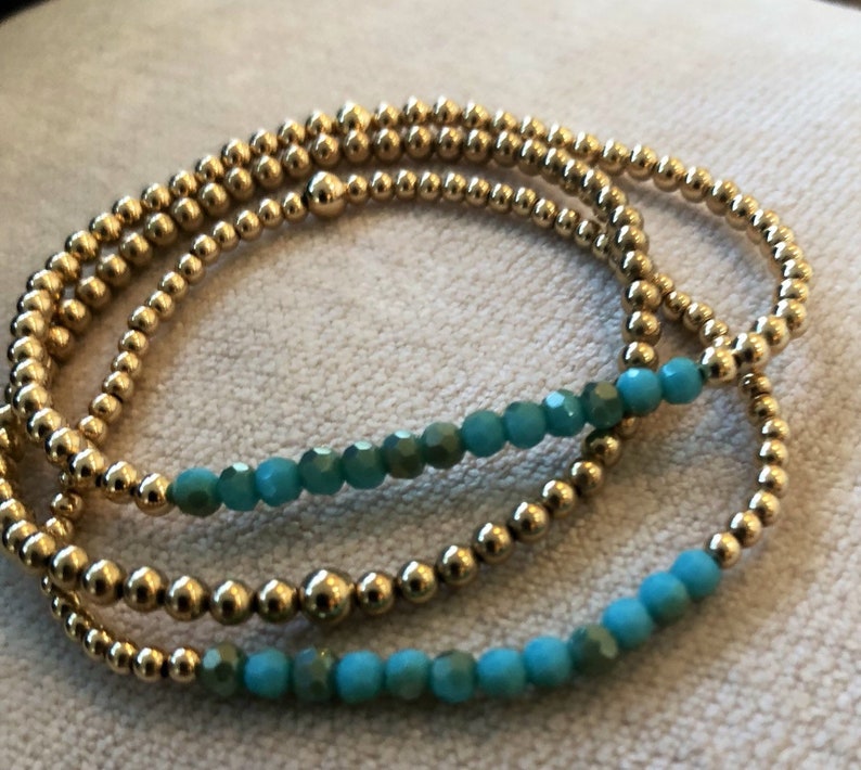 Gold Bead Bracelet 14K Gold Filled Beaded Ball Bracelet 3mm | Etsy