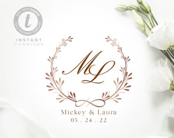 Editable Wedding Logo Template, Wedding Branding, Premade Business Logo Design, Digital Download, Printable Emblem, Wedding Monogram.