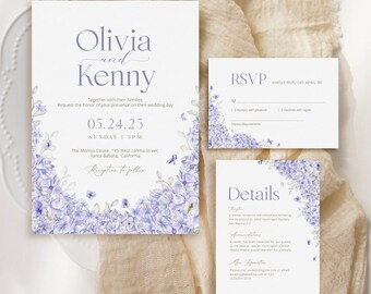 Blue Hydrangea Wedding Invitation Suite (Digital Download)