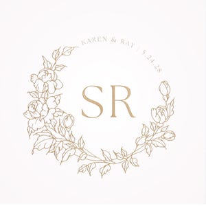 Editable Floral Wedding Logo Template: Custom Monogram Design (Digital Download)