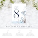 Blue Beach Ocean Themed Wedding Table Number Card Template, Editable ...