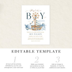 Ahoy Baby Shower Invitation, Ahoy Its a Boy Baby Invite, Nautical Cutie ...