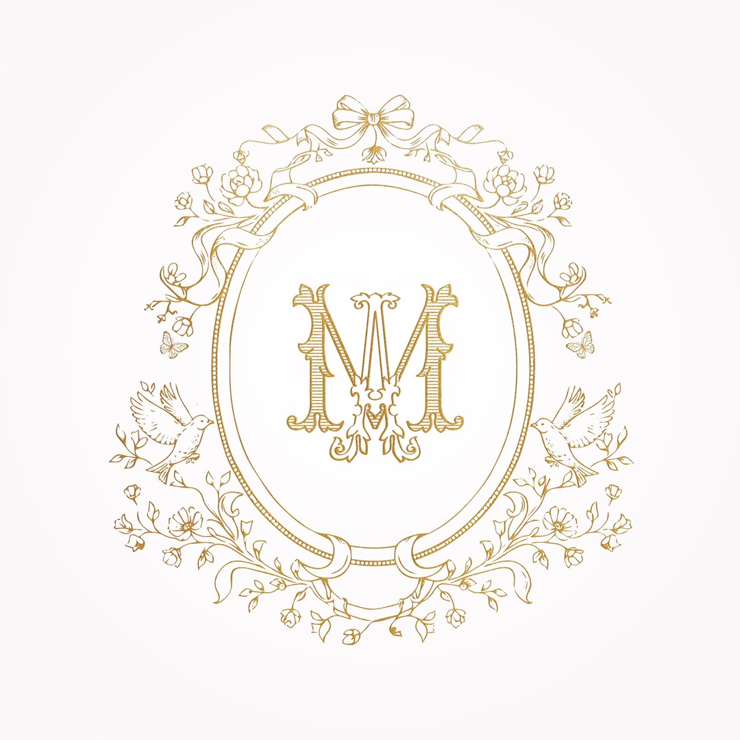 Vintage Wedding Logo Crest,floral Wedding Monogram Wedding Logo Design ...
