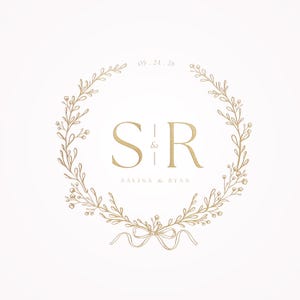 Floral Wedding Logo Template: Editable Monogram Design (Digital Download)