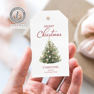 Editable Christmas Tree Gift Tags Template, Personalized  Printable Holiday Gift Tags,Edit in Templett - Instant Download PDF