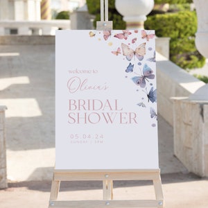 Butterflies Bridal Shower Sign Template, Butterfly Welcome Sign Template, Butterflies Baby Shower Sign, Butterfly Wedding Party Sign, WI0049