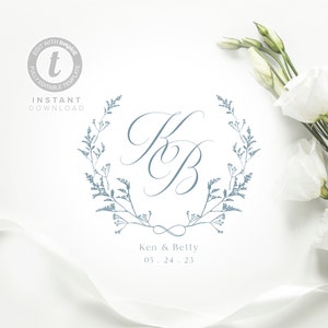 Bearbeitbare Logovorlage, Hochzeitslogo-Branding, vorgefertigtes benutzerdefiniertes Logo-Design für kleine Unternehmen, digitaler Download, Logo-Emblem, Logo-Monogramm.