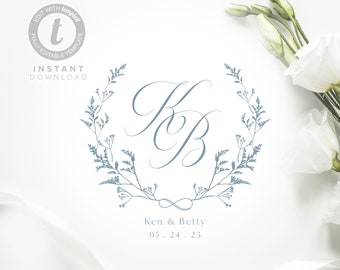 Editable Logo Template, Wedding Logo Branding, Premade Custom Logo Design for Small Business, Digital Download, Logo Emblem, Logo Monogram.