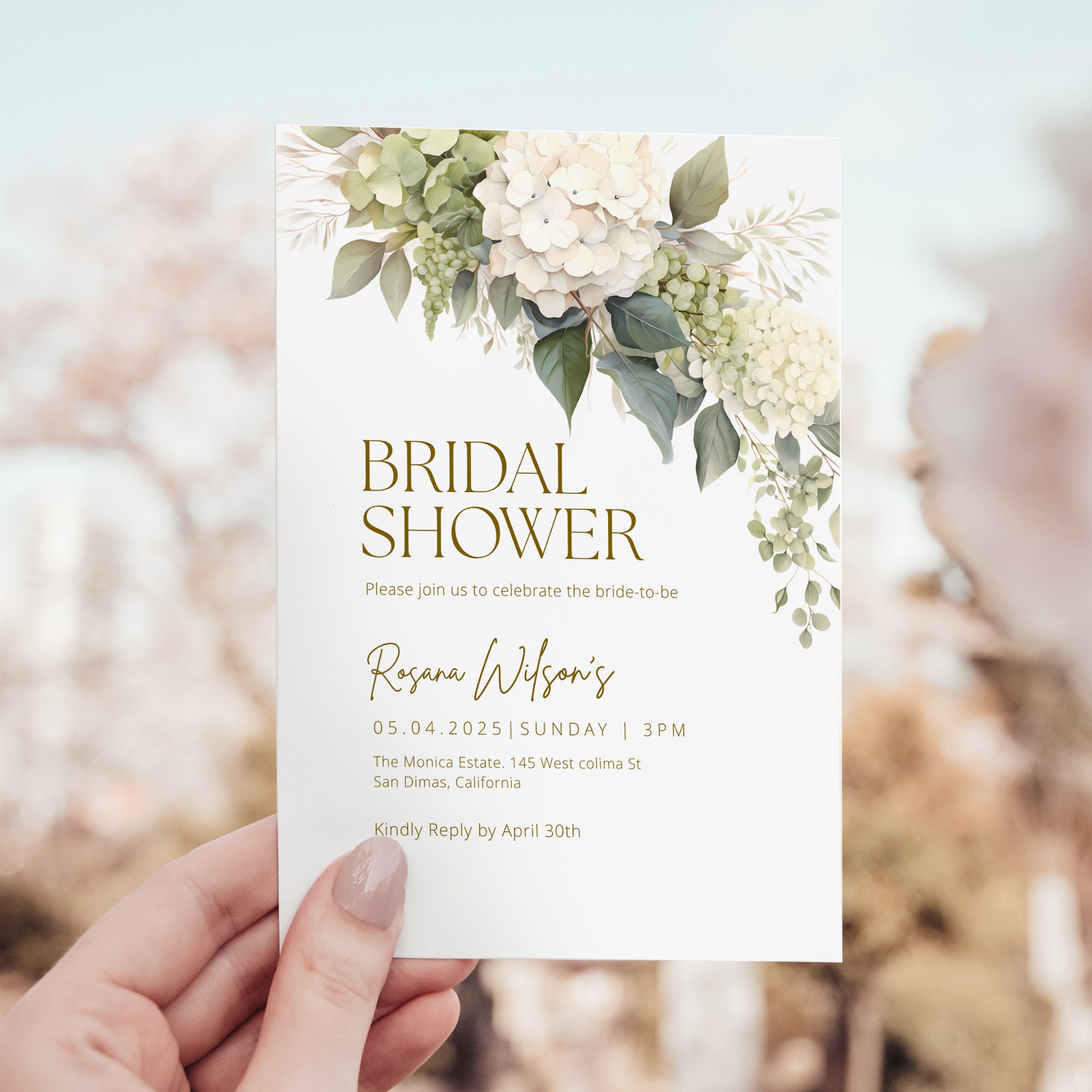 Hydrangea Bridal Shower Invitation Template,floral Bridal Shower Invite ...