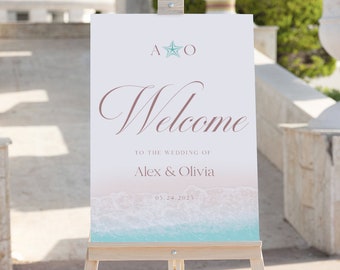 Beach Wedding Welcome Sign Template: Summer Ocean Printable (Templett Template)