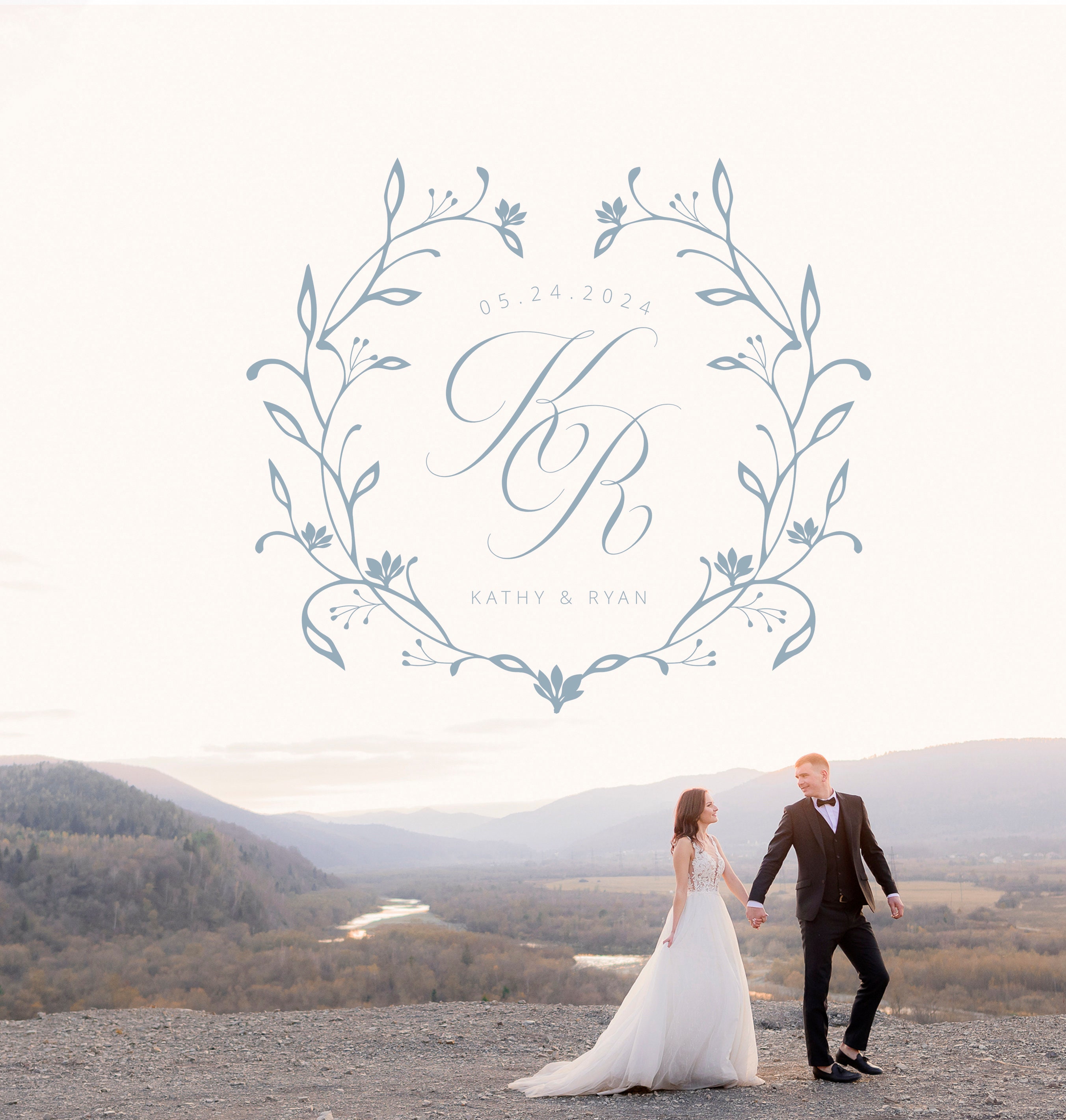 Editable Floral Wreath Logo Template, Wedding Logo Branding, Premade ...