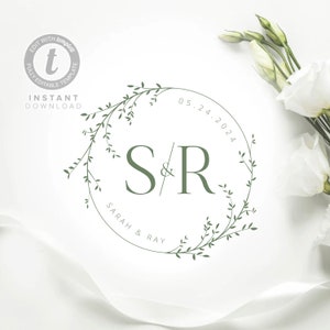 Modelo de logotipo editável, marca de logotipo de casamento, design de logotipo personalizado pré-fabricado para pequenas empresas, download digital, emblema de logotipo, monograma de logotipo.