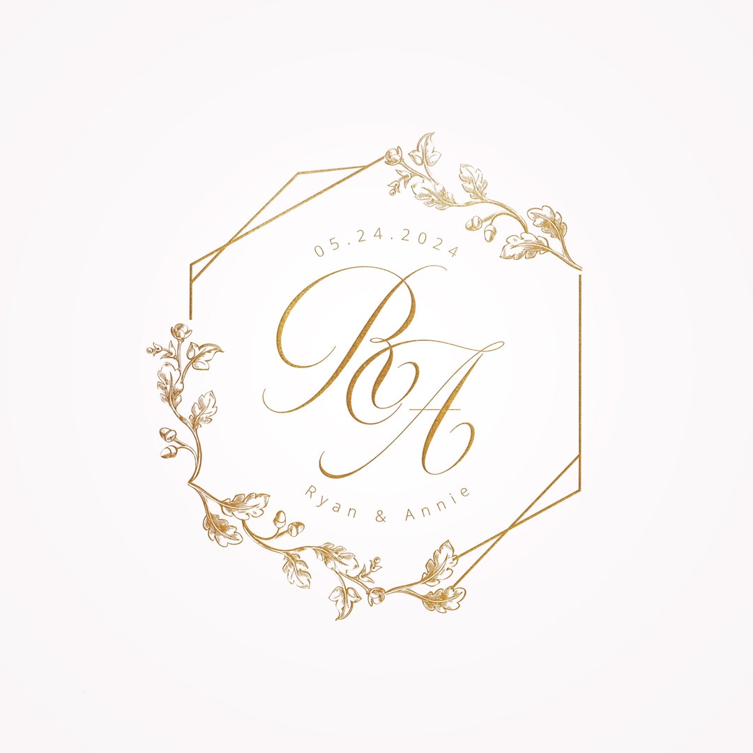 Floral Wedding Logo Template: Editable Monogram Design (digital ...