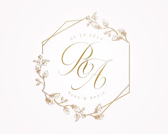 Editable Logo Template, Wedding Logo Branding, Premade Logo Design for Small Business, Digital Download, Logo Emblem, Logo Monogram