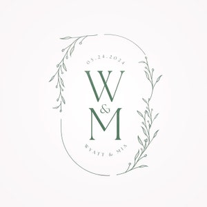 Floral Wedding Logo Template: Editable Monogram Design (Digital Download)
