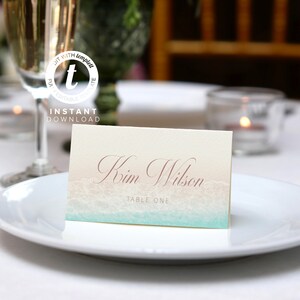 Beach Wedding Place Card Template,summer Beach Card Template,editable ...