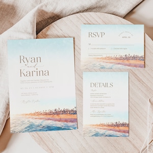 Ocean Beach Wedding Invitation Set: Summer Coastal Design (Digital Download)
