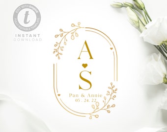 Multiple Color Floral Wedding Logo,Editable Template, Wedding Monogram.,Wedding Branding, Custom Logo, Digital Download, Printable Emblem