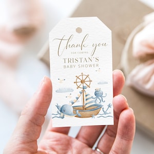 Nautical Baby Shower Thank You Tag: Ahoy It&#39;s a Boy Favors (Digital Download)