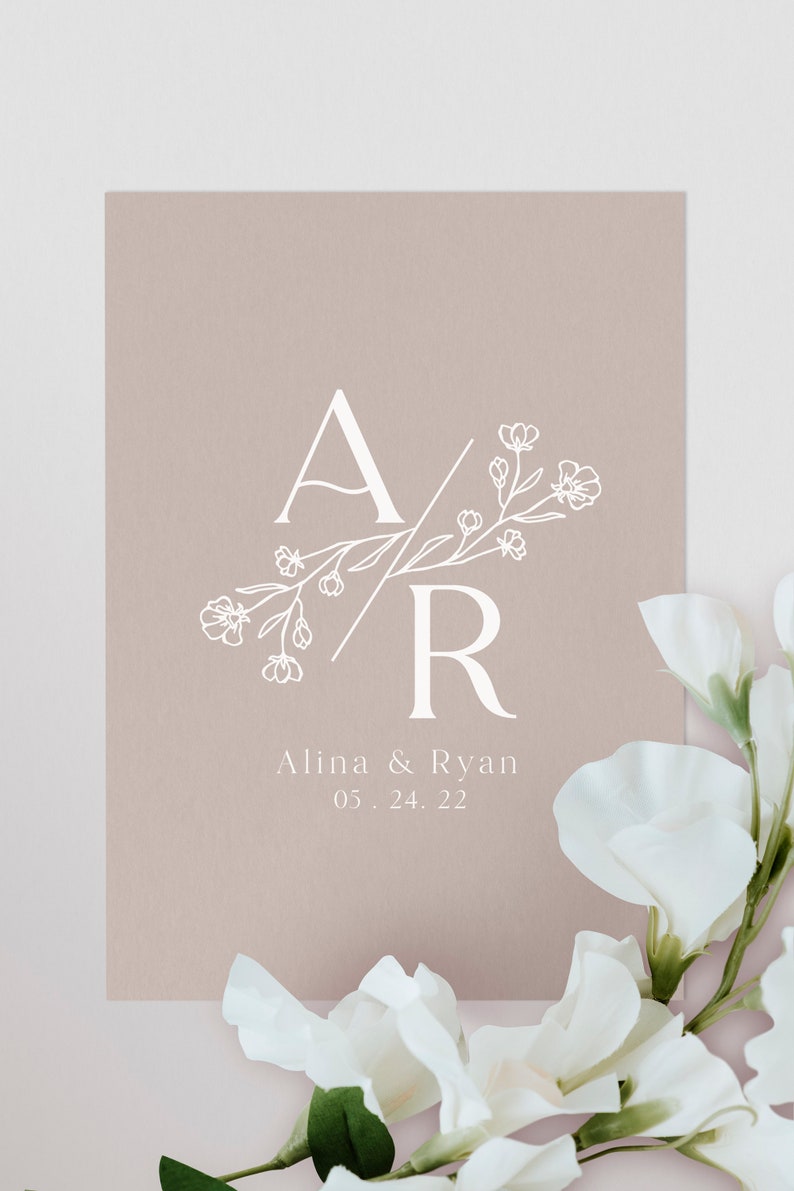 Multiple Color Floral Wedding Logo,Editable Template, Wedding Monogram.,Wedding Branding, Custom Logo, Digital Download, Printable Emblem image 4