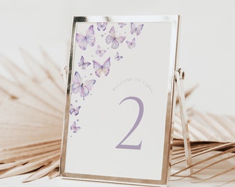 Butterfly Table Number Card Template: Elegant Wedding Decor (Digital Download)