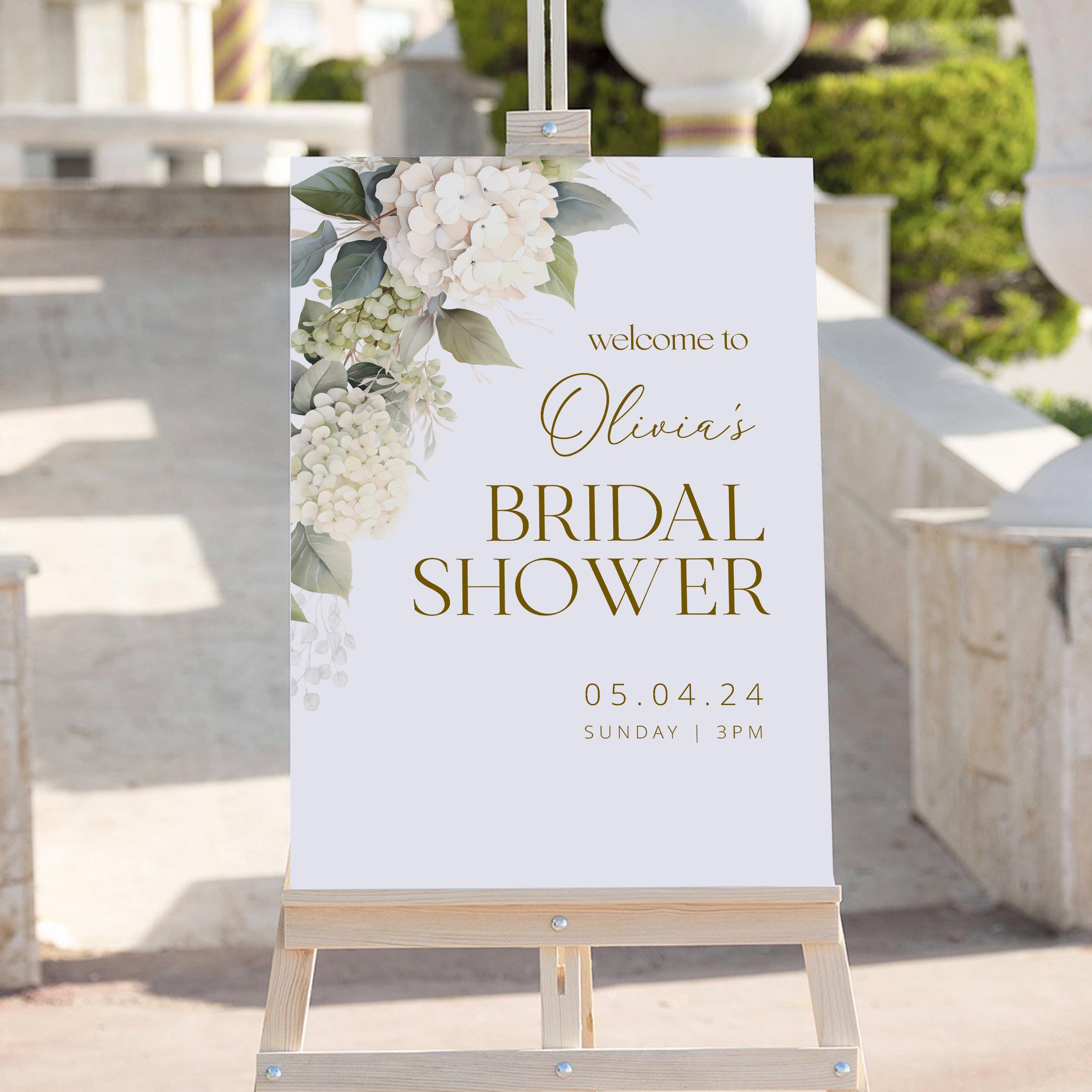 Hydrangeas Bridal Shower Welcome Sign Template,white Hydrangeas Wedding ...