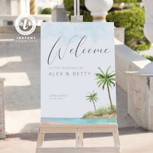 Beach Wedding Welcome Sign Template: Summer Ocean Printable (Digital Download)