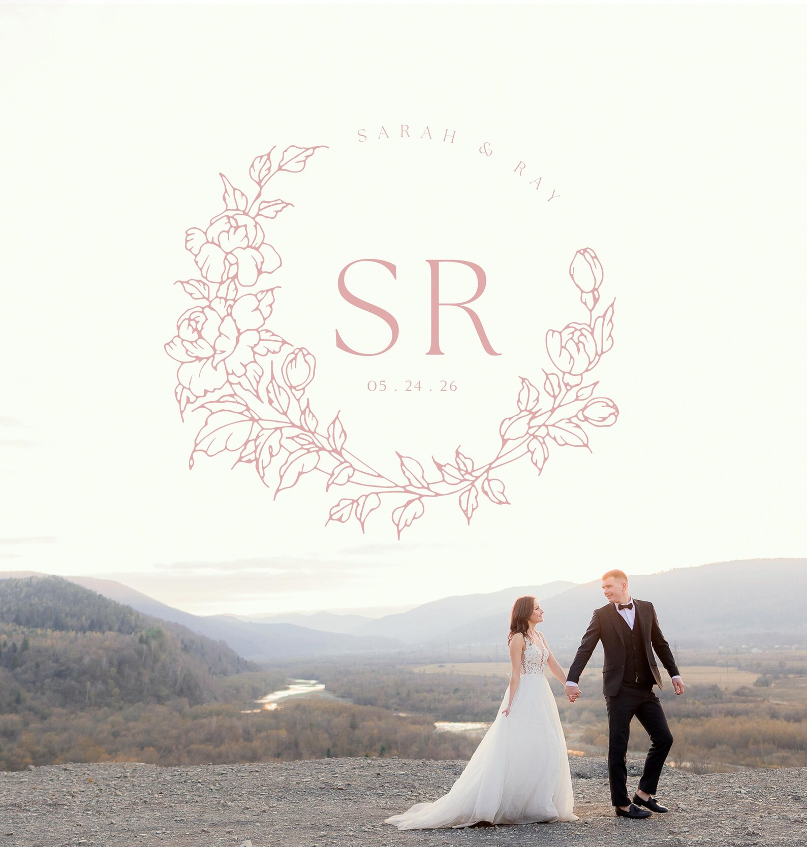Editable Floral Wedding Logo Template: Custom Monogram Design (digital ...