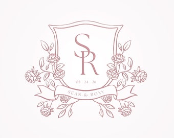 Editable Wedding Logo Design Template, Wedding Branding,Editable Wedding Crest,Premade Logo for Business Boutique,Logo Emblem,Logo Monogram.