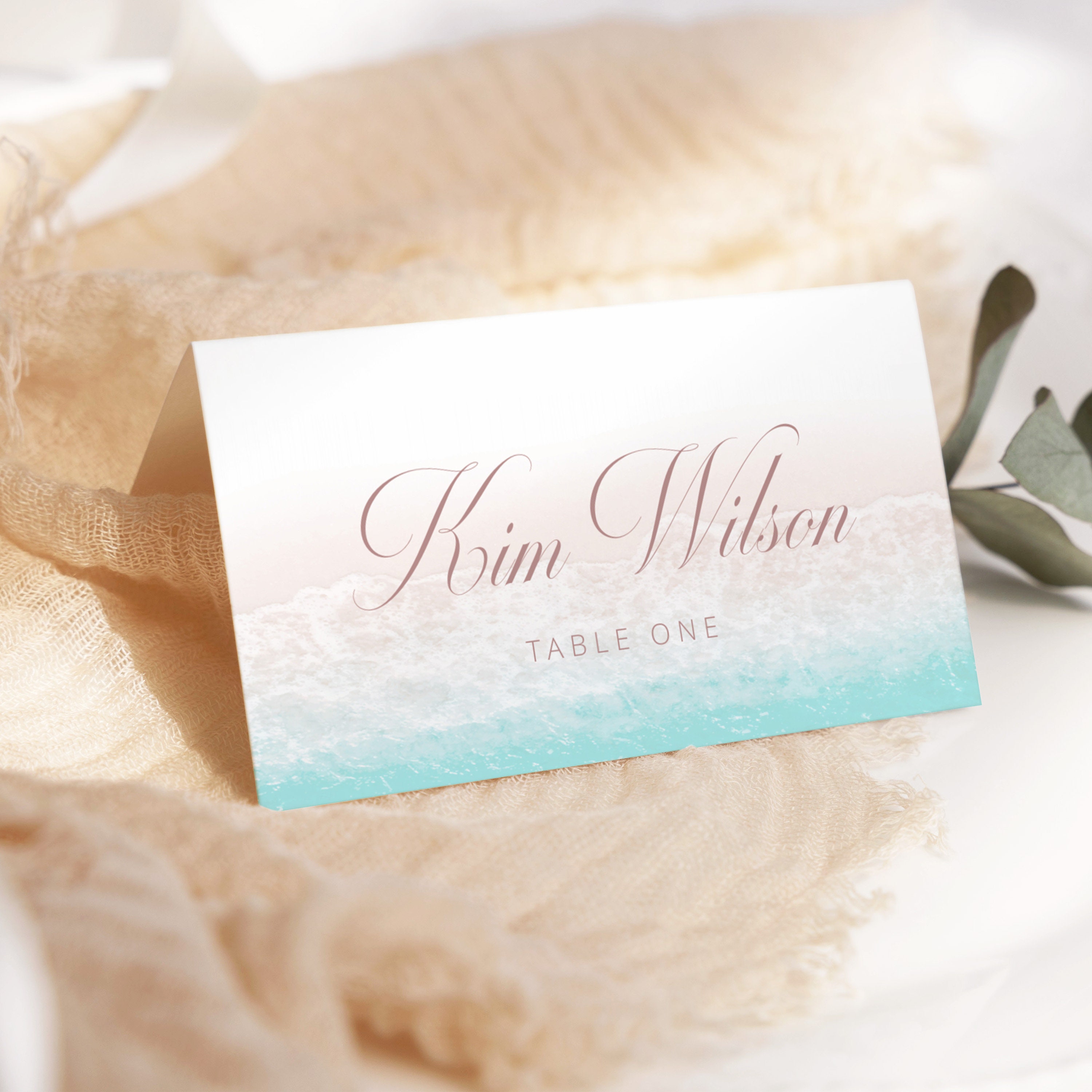 Beach Wedding Place Card Template,summer Beach Card Template,editable ...