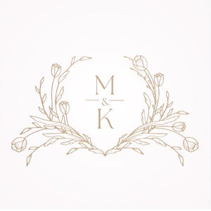 Floral Wedding Logo Template: Editable Monogram Crest (Digital Download)