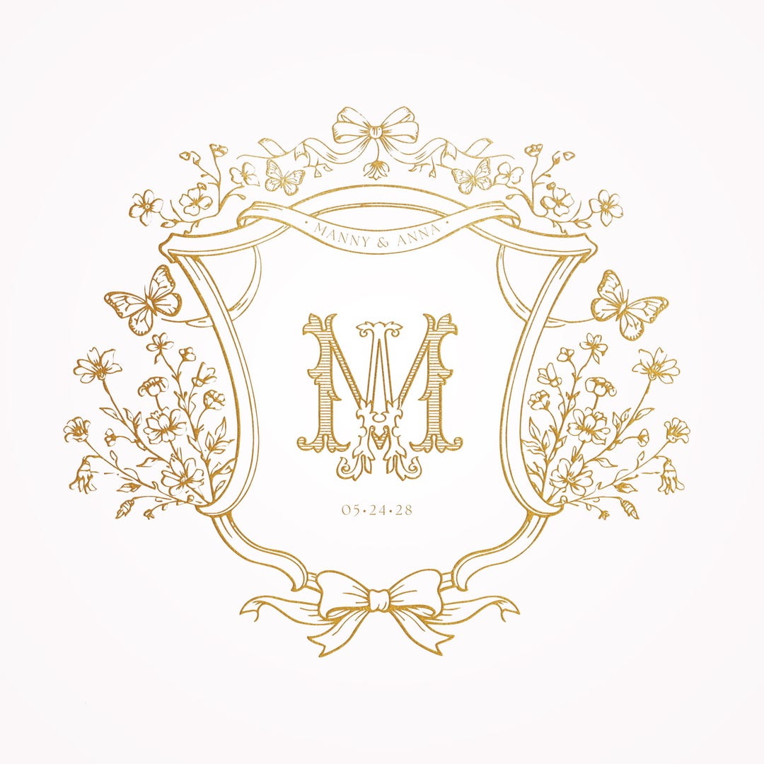 Vintage Logo Design Floral Crest,wedding Monogram Wedding Invitation ...