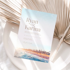 Ocean Beach Wedding Invitation Template, Coastal Sea invitation, Summer Editable Wedding Invite Printable, Templett Instant Download WI0066